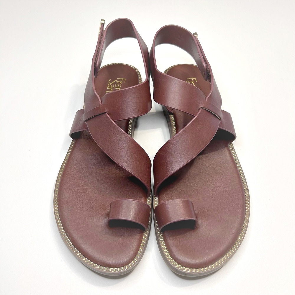 Franco Sarto Brown Leather Gensi Toe Loop Slingback Sandals 8.5M - Picture 3 of 7